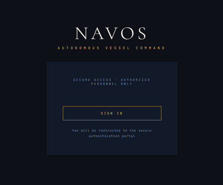 NAVOS maritime IoT platform — role-based authentication interface